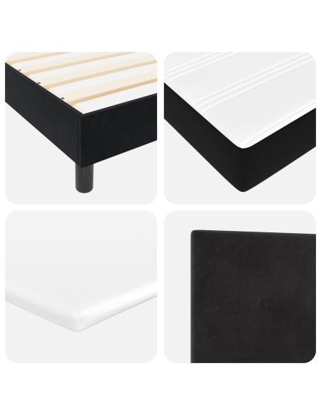 Letto con Box Spring e Materasso Nero 160x200 cm Velluto