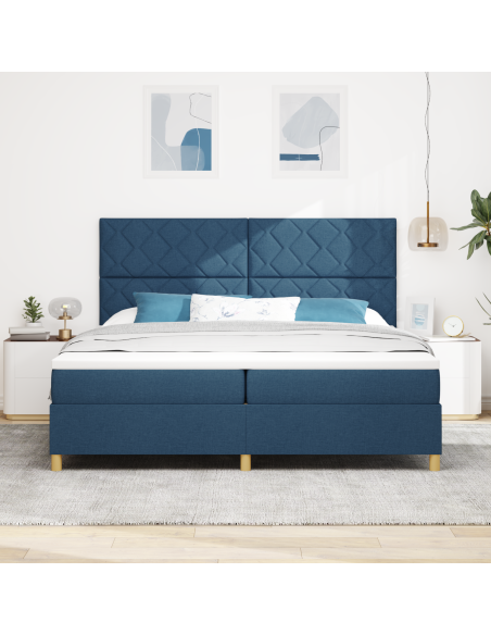 Letto a Box Spring con Materasso Blu 200x200 cm Tessuto