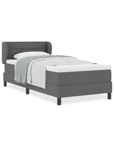 Letto a molle con materasso Grigio scuro 80 x 200 cm Tessuto