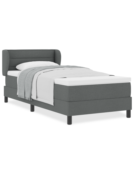 Letto a Molla con Materasso Grigio Scuro 80x200 cm Tessuto