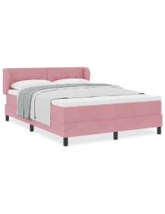 Letto a molle con materasso Rosa 160 x 200 cm Velluto 2
