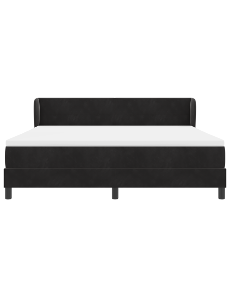 Letto a Molle con Materasso Nero 180x200 cm in Velluto