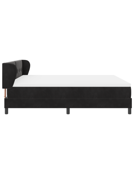 Letto a Molle con Materasso Nero 180x200 cm in Velluto