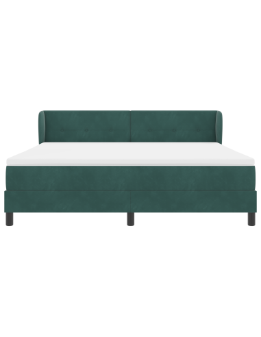 Letto a molle con materasso Verde scuro 180 x 200 cm Velluto