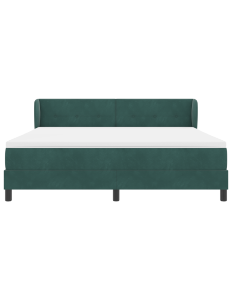 Letto a molle con materasso Verde scuro 180 x 200 cm Velluto