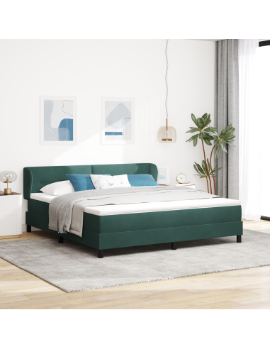 Letto a molle con materasso Verde scuro 180 x 200 cm Velluto