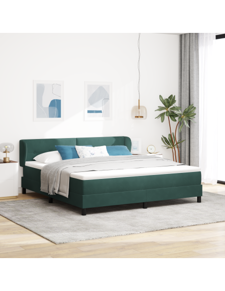 Letto a molle con materasso Verde scuro 180 x 200 cm Velluto