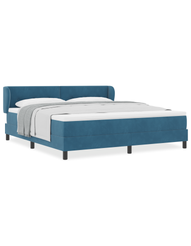 Letto a molle con materasso Blu scuro 180 x 200 cm Velluto