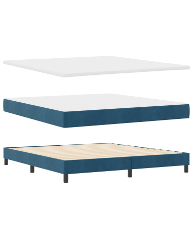 Letto a molle con materasso Blu scuro 180 x 200 cm Velluto
