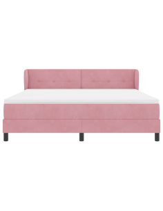 Letto a molle con materasso Rosa 180 x 200 cm Velluto 2