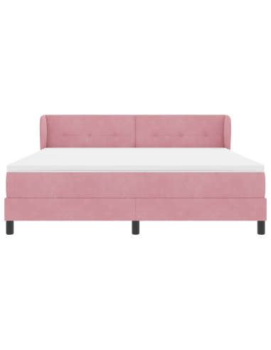 Letto a molle con materasso Rosa 180 x 200 cm Velluto