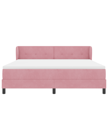 Letto a Molle con Materasso Rosa 180x200 cm Velluto