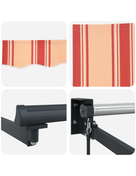 Tenda Retrattile Manuale Marrone e Rossa 400x300 cm