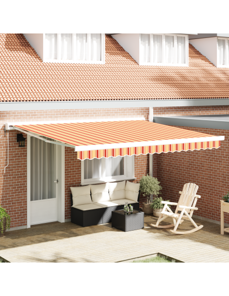 Tenda Retrattile Giallo e Rosso 400 × 300 cm Tessuto e Metallo