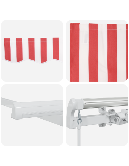 Tenda Retrattile Manuale Strisce Rosse e Bianche 400x300 cm
