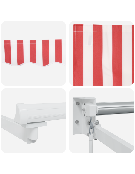 Tenda Retrattile Manuale Strisce Rosse e Bianche 400x300 cm