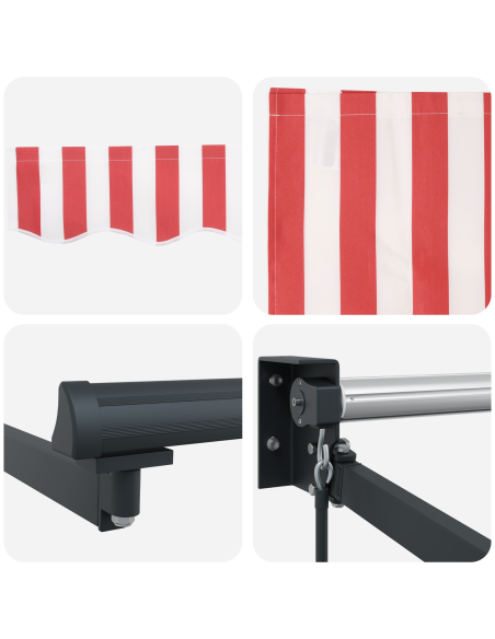 Tenda Retrattile Manuale Righe Rosse e Bianche 400x300 cm