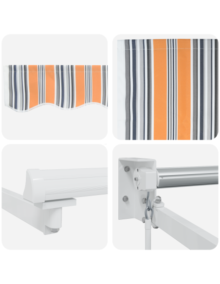 Tenda retrattile manuale a righe multicolore 400x300 cm