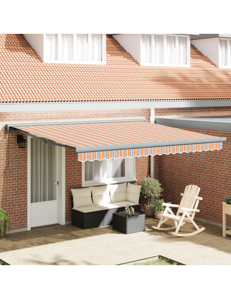 Tenda Retrattile Automatica a Strisce Multicolore 400x300 cm