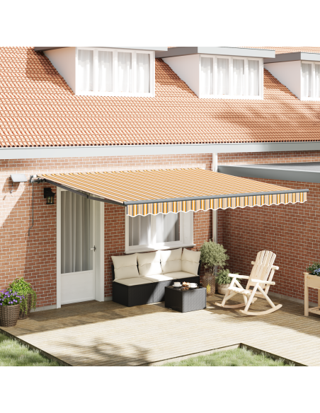 Tenda Retrattile Manuale con Striscia LED Multicolore 400x300 cm