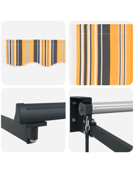 Tenda Retrattile Manuale A righe Multicolore 400x300 cm