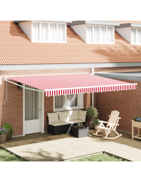 Tenda retrattile automatica strisce rosse e bianche 450x300 cm