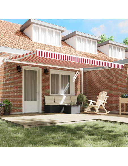Tenda retrattile automatica strisce rosse e bianche 450x300 cm