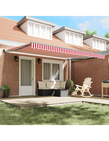 Tenda Retrattile Automatica Striscia Rossa e Bianca 450x300 cm