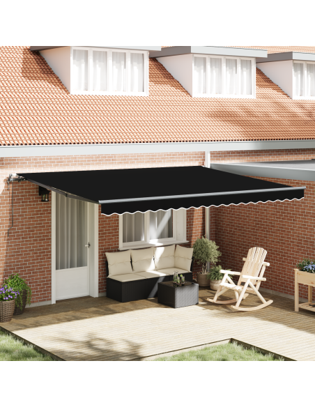 Tenda Retrattile Nero 450 × 300 cm Tessuto e Alluminio