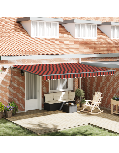 Tenda retrattile manuale con LED arancione e marrone 450x350 cm