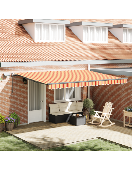Tenda Retrattile Manuale con LED Giallo e Arancione 450x350 cm