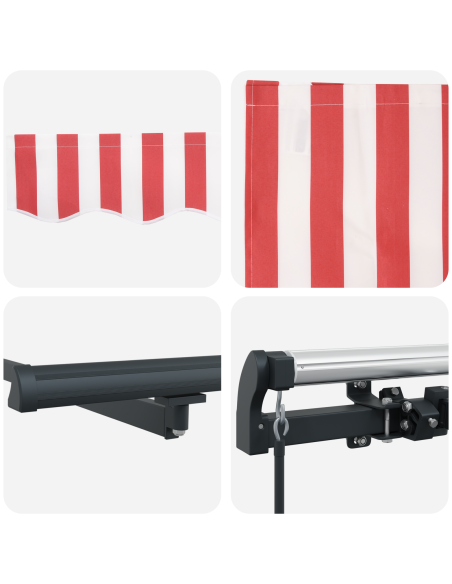 Tenda Retrattile Manuale Rossa e Bianca 450x350 cm
