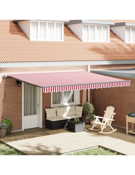 Tenda Retrattile Automatica Righe Rosse e Bianche 450x350 cm