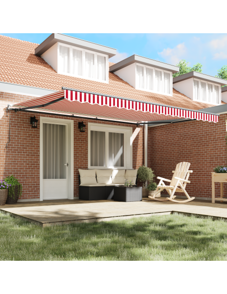 Tenda Retrattile Automatica Righe Rosse e Bianche 450x350 cm