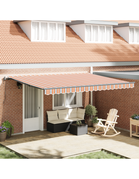Tenda retrattile automatica a righe multicolore 450x350 cm