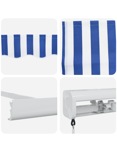 Tenda Retrattile Manuale Blu e Bianca 500x300 cm
