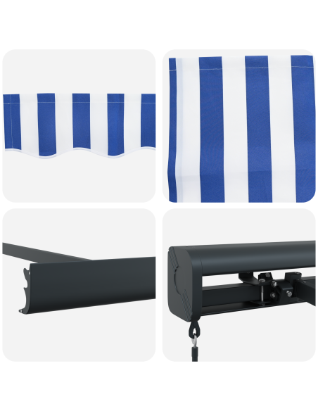Tenda Retrattile Manuale Blu e Bianca 500x300 cm