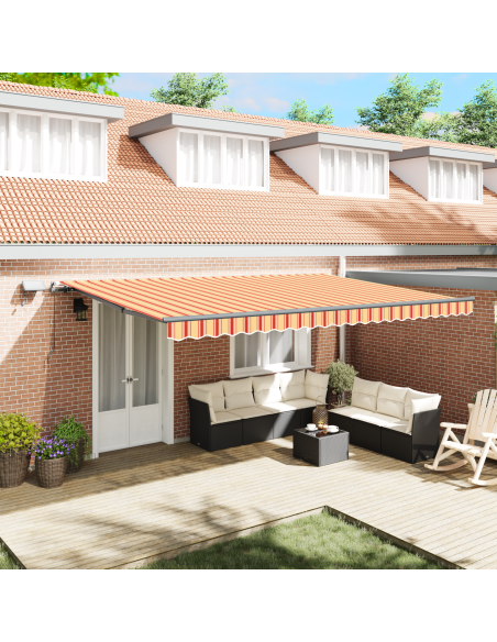 Tenda Retrattile Manuale con LED Gialla e Arancione 500x300 cm