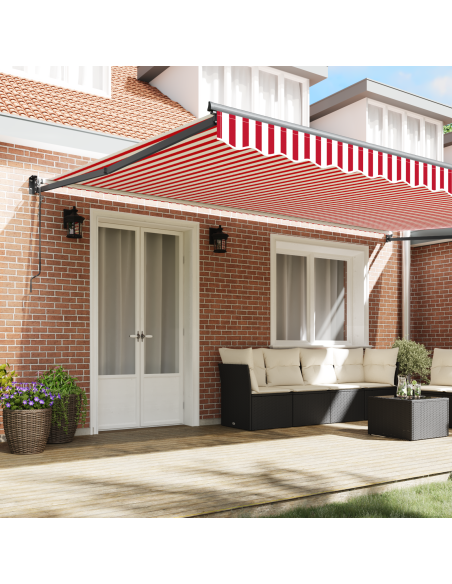 Tenda Retrattile Automatica a Strisce Rosse e Bianche 500x300 cm