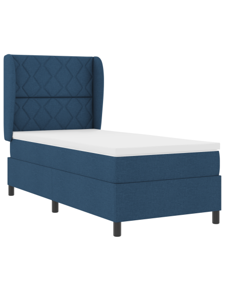 Letto a Box Spring con Materasso Blu, 90x190 cm, Tessuto