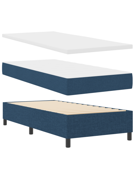 Letto a Box Spring con Materasso Blu, 90x190 cm, Tessuto