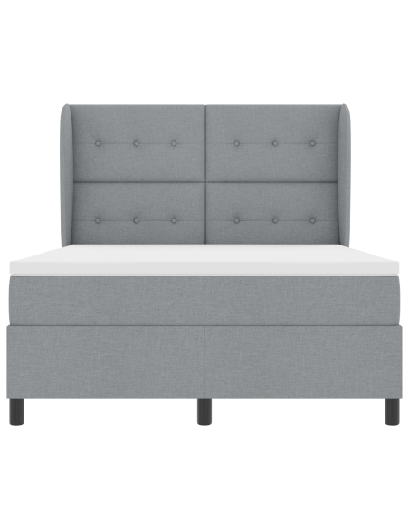 Letto con Rete a Doghe e Materasso in Grigio Chiaro, 160x200 cm, Tessuto