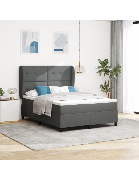 Letto con Box Spring e Materasso - Grigio Scuro, 160x200 cm Tessuto