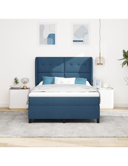 Letto a Molle con Materasso Blu 160x200 cm Tessuto