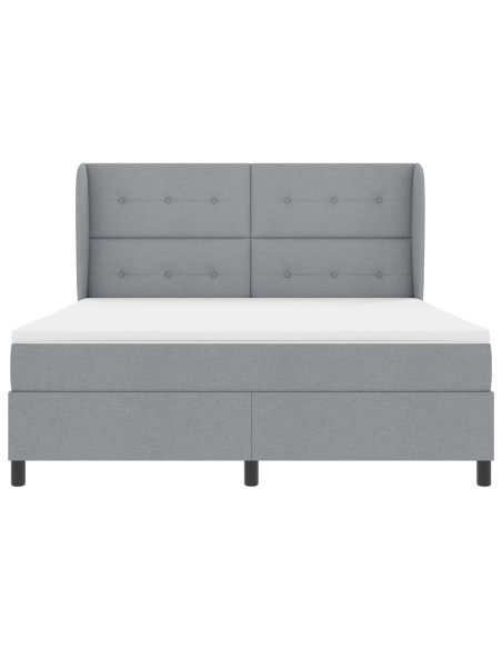 Letto Box Spring con Materasso in Grigio Chiaro, 180x200 cm, Tessuto
