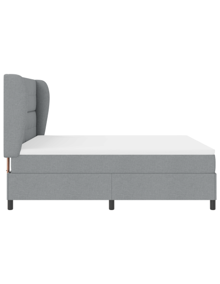 Letto Box Spring con Materasso in Grigio Chiaro, 180x200 cm, Tessuto