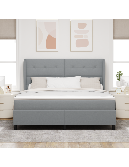 Letto Box Spring con Materasso in Grigio Chiaro, 180x200 cm, Tessuto