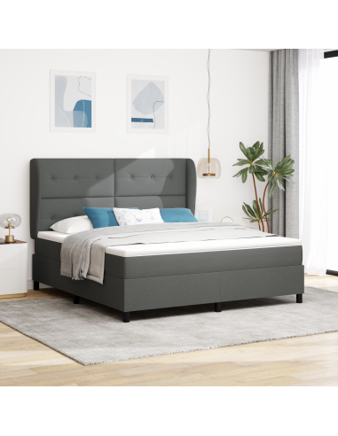 Letto a molle con materasso Grigio scuro 180 x 200 cm Tessuto