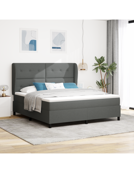 Letto con Sorta di Rete e Materasso in Grigio Scuro, 180x200 cm Tessuto