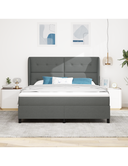 Letto con Sorta di Rete e Materasso in Grigio Scuro, 180x200 cm Tessuto